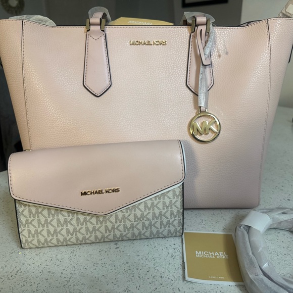 Michael Kors Blush Pink and Cream Tote with Wallet